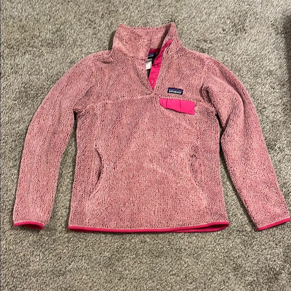 Patagonia Pink Cowl Neck Sweater Plush Fleece